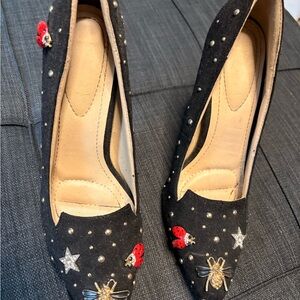 Elegant Black Embellished Women's Heels